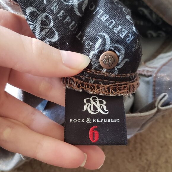 Faded White Gold Bronze Metallic Jeans Rock and Republic - Picture 10 of 16